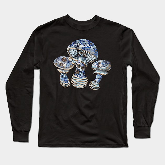 Toadstool Tea Set Long Sleeve T-Shirt by RaLiz